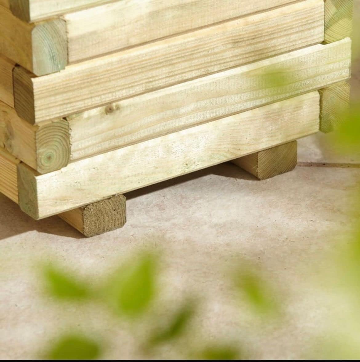 AAMEN Square Wooden Planter Box – Natural Timber Finish, Durable Hardwood for Outdoor Gardens & Patios