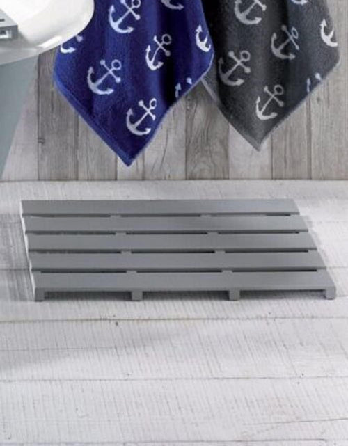 Load image into Gallery viewer, AAMEN Bamboo Wooden Bath Mat, Shower Mat Non-Slip Waterproof, Bathroom Floor Mat for Indoor Outdoor, Floor Mat for Bathtub Spa, Duckboard Bath Mat, Grey
