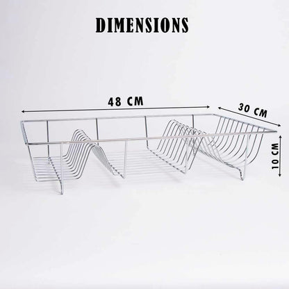 AAMEN Stainless Steel Kitchen Dish Drying Rack – Chrome Wire Dish Rack for Kitchen Counter (48.5 x 30 x 10cm)