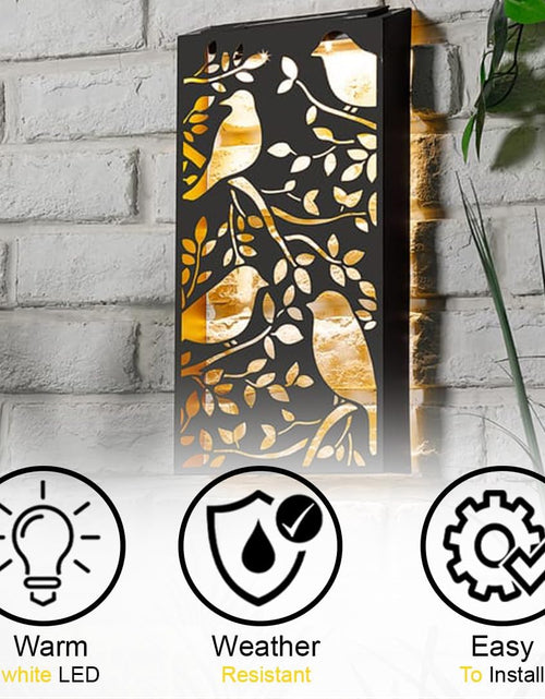 Load image into Gallery viewer, AAMEN Metal Sparrows Wall Art Solar Light – Outdoor LED Fence &amp; Garden Décor with Dusk-to-Dawn Sensor
