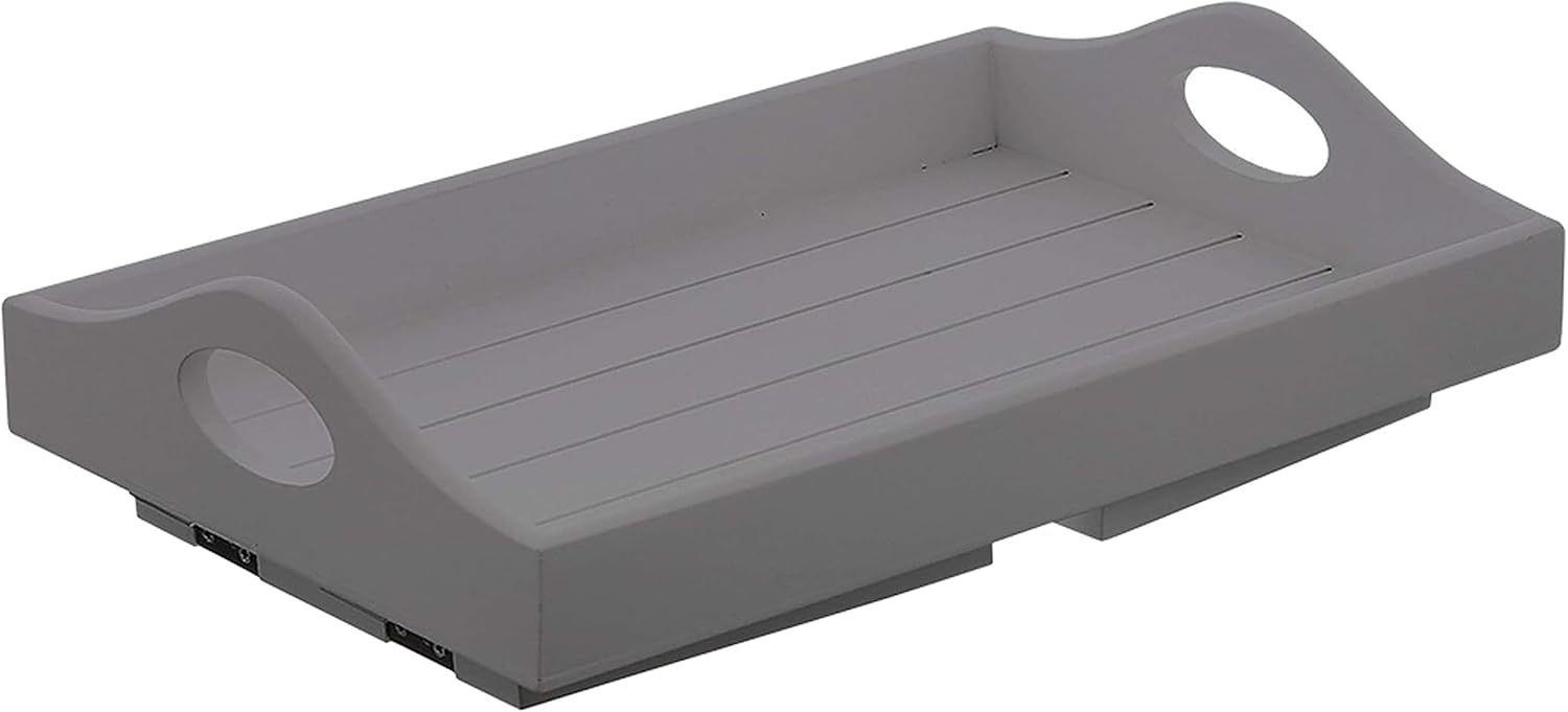 AAMEN Foldable Wooden Sofa Arm Tray – Clip-On Table for Coffee, Snacks & Remotes – Grey, No-Assembly, Eco-Friendly (W20 x L30 x H18.5cm)