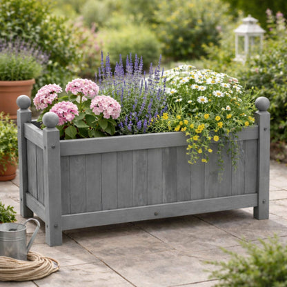 Wooden Rectangular Planter Box with PE Liner Outdoor Flower Pot
