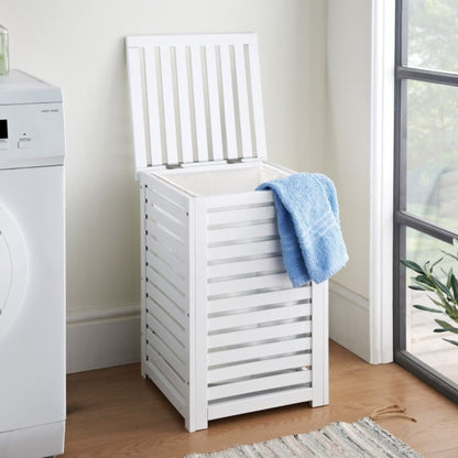 Large Bamboo Laundry Basket with Removable Liner Bag