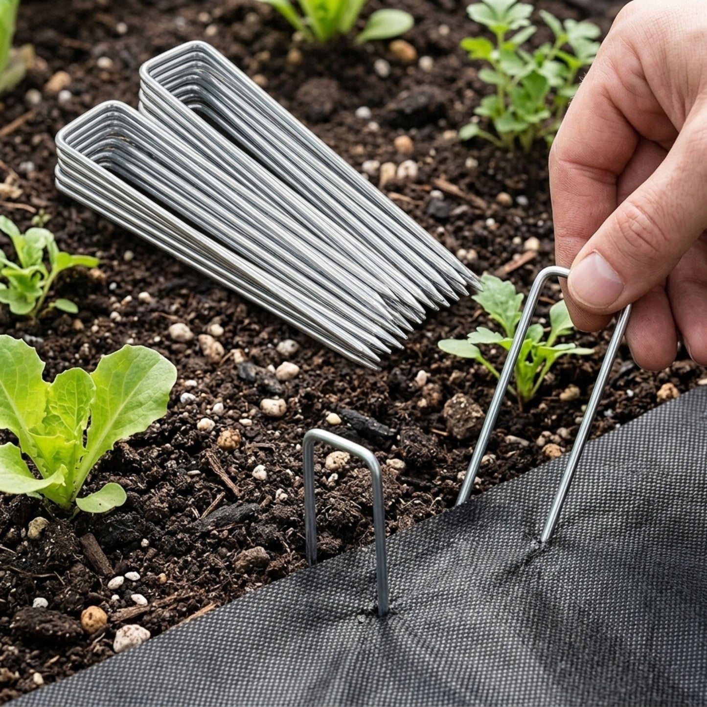 U-Shaped Garden Staples and Ground Hooks - 6 Pack