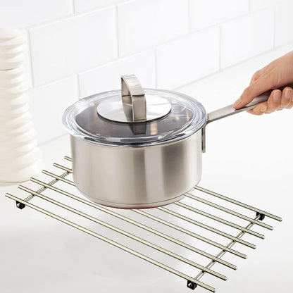 AAMEN Modern Metal Trivet for Kitchen Table, Strong Trivets for Hot Pans, Hot Trays, & Plates Stand, Rectangular Trivet Stainless Steel Worktop Protector (Pot Holder)