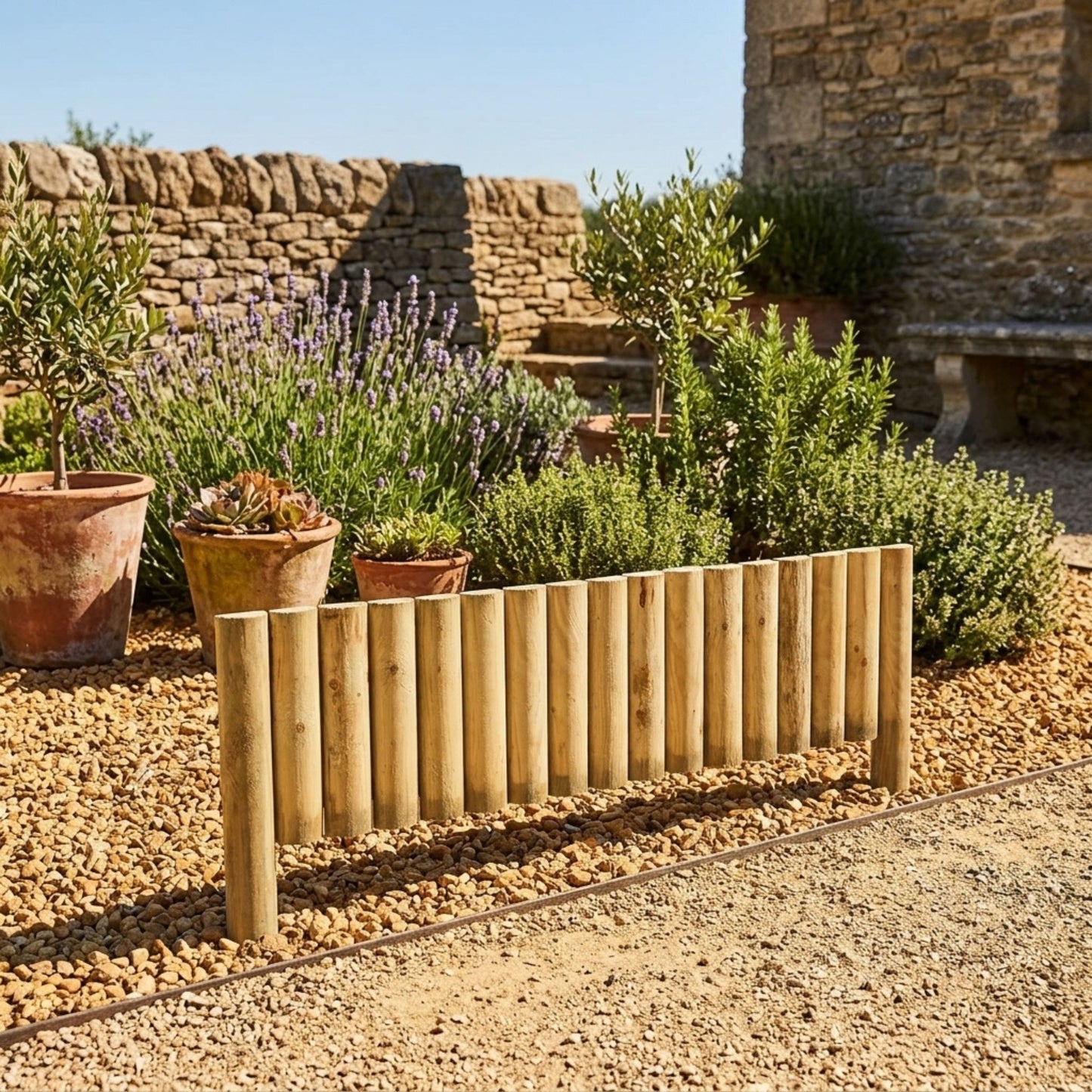 Wooden Garden Border Fence and Log Edging Board