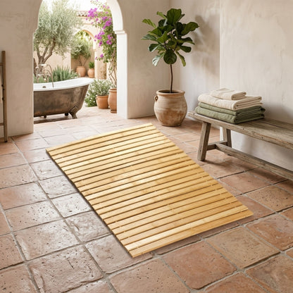 Natural Bamboo Bathroom Mat for Shower, Tub & Ensuite