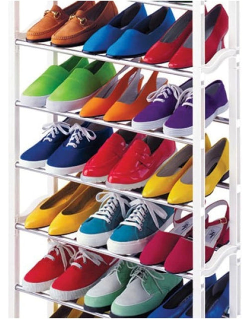 Load image into Gallery viewer, AAMEN 10 Tier Stackable Shoe Rack, Metal Shoe Rack Storage Organiser, Freestanding Shelves Organizer for Closet Hallway Bathroom Living Room 40Pairs Storage, (H141 x W25 x L72cm)
