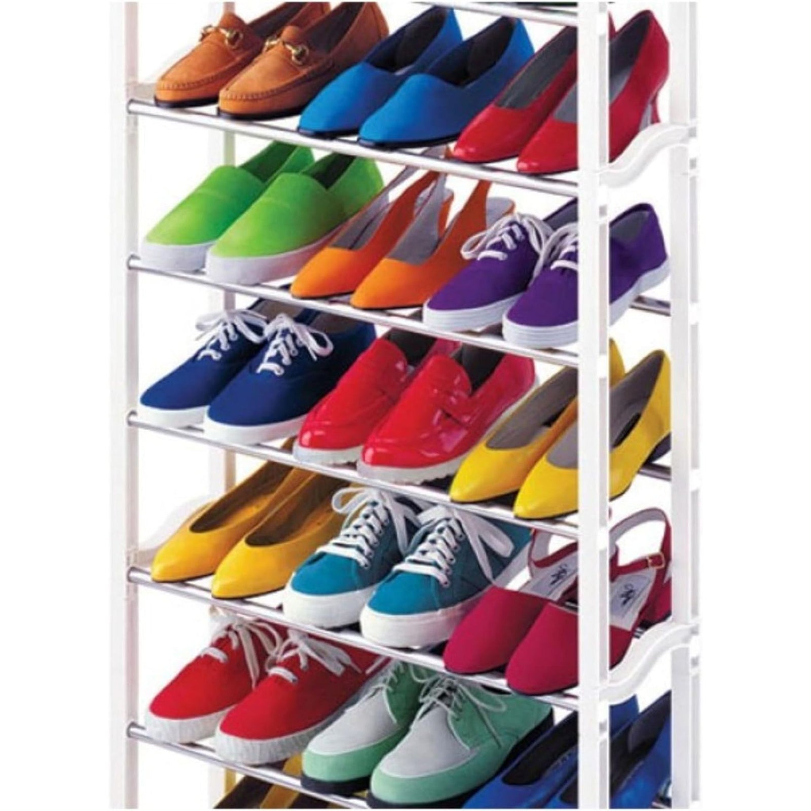 AAMEN 10 Tier Stackable Shoe Rack, Metal Shoe Rack Storage Organiser, Freestanding Shelves Organizer for Closet Hallway Bathroom Living Room 40Pairs Storage, (H141 x W25 x L72cm)