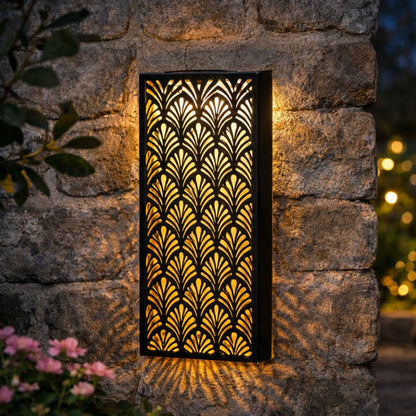 XL Outdoor Solar Wall Light – Sleek Black Design, Automatic Night Lighting