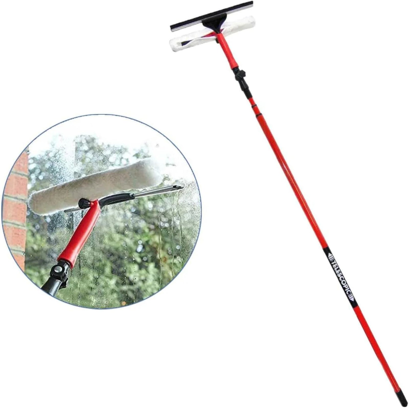 AAMEN 3.5M Telescopic Window Cleaning Kit – Conservatory Glass Cleaner with Squeegee, Brush & Extension Pole