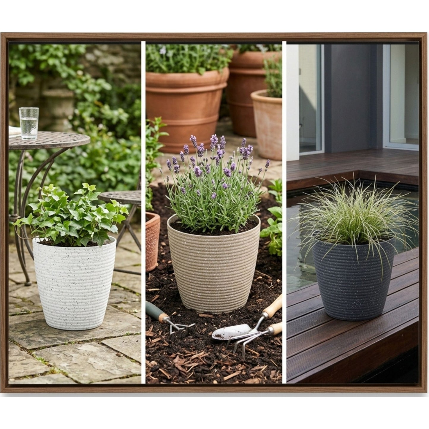 Thread Plastic Planter, Indoor Outdoor Speckled Planter