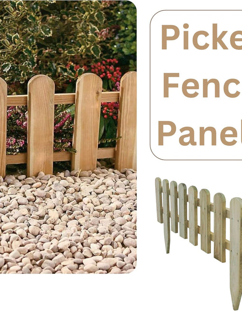 Load image into Gallery viewer, AAMEN Wooden Freestanding Picket Fence Panels – Natural Wood Decorative Garden Edging for Patios, Guest Houses &amp; Outdoor Spaces
