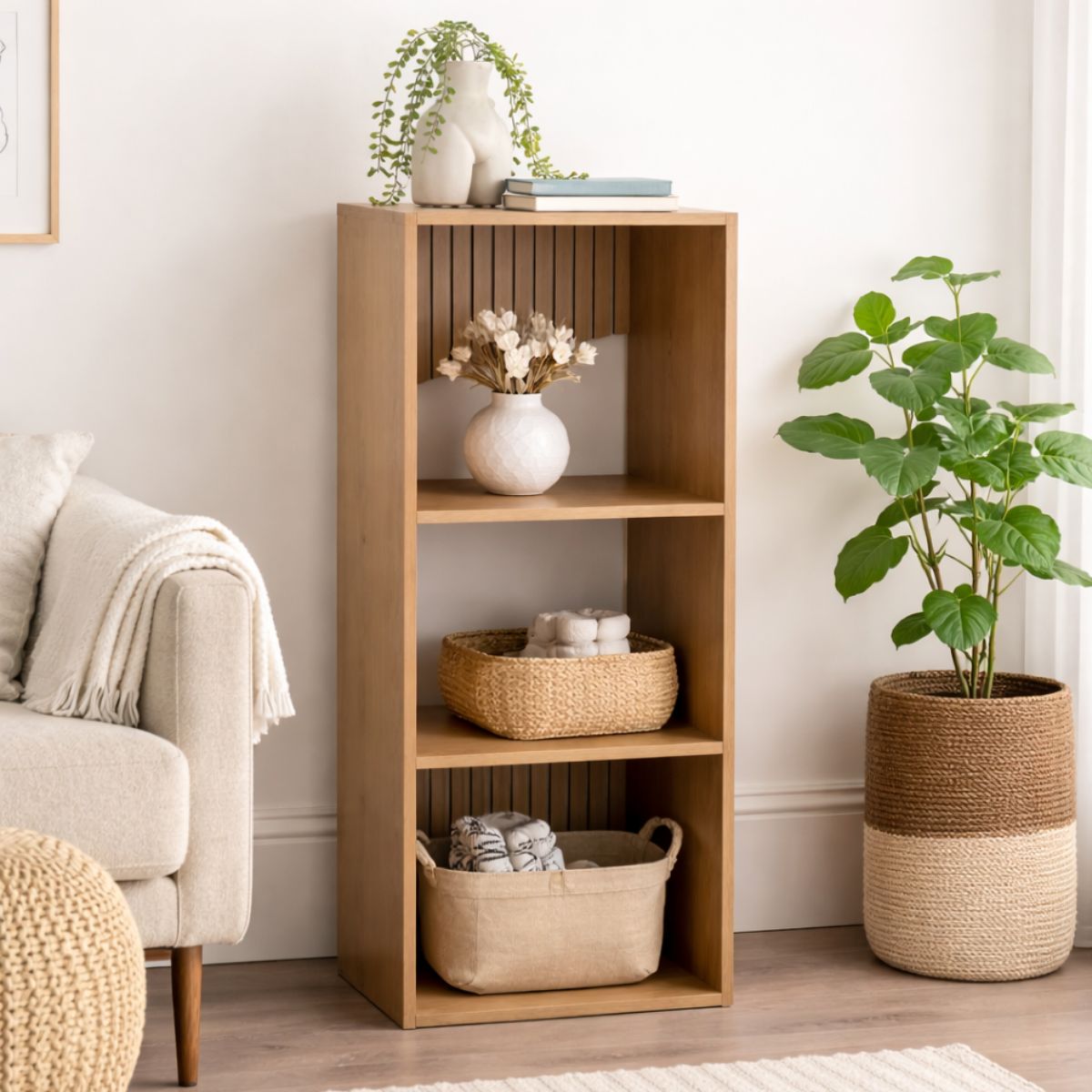 3-Tier Cube Storage Unit – Modern Wooden Bookcase & Shelving
