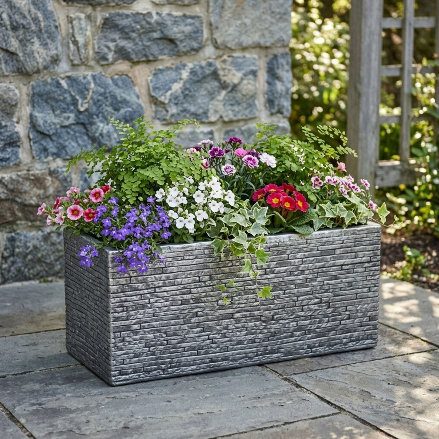 Slate Brick Effect Garden Planter Trough