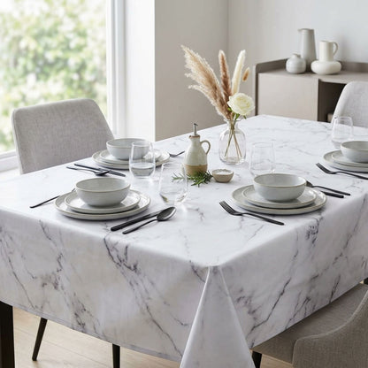 Rectangular Waterproof Tablecloth Grey Marble Print