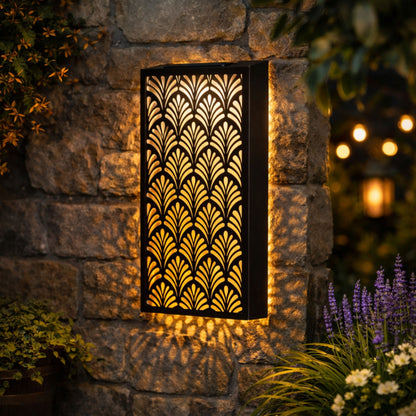 XL Outdoor Solar Wall Light – Sleek Black Design, Automatic Night Lighting
