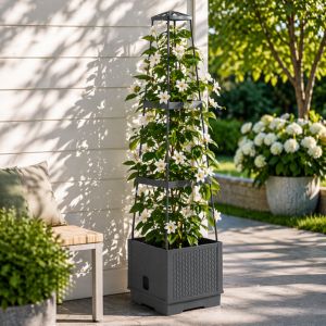 Tomato Planter Box Trellis Attached 105cm Self Watering Garden Vegetable Pot