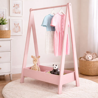 Kids Costume & Dressing Up Rail | Wooden Hanging Clothes Rack for Kids