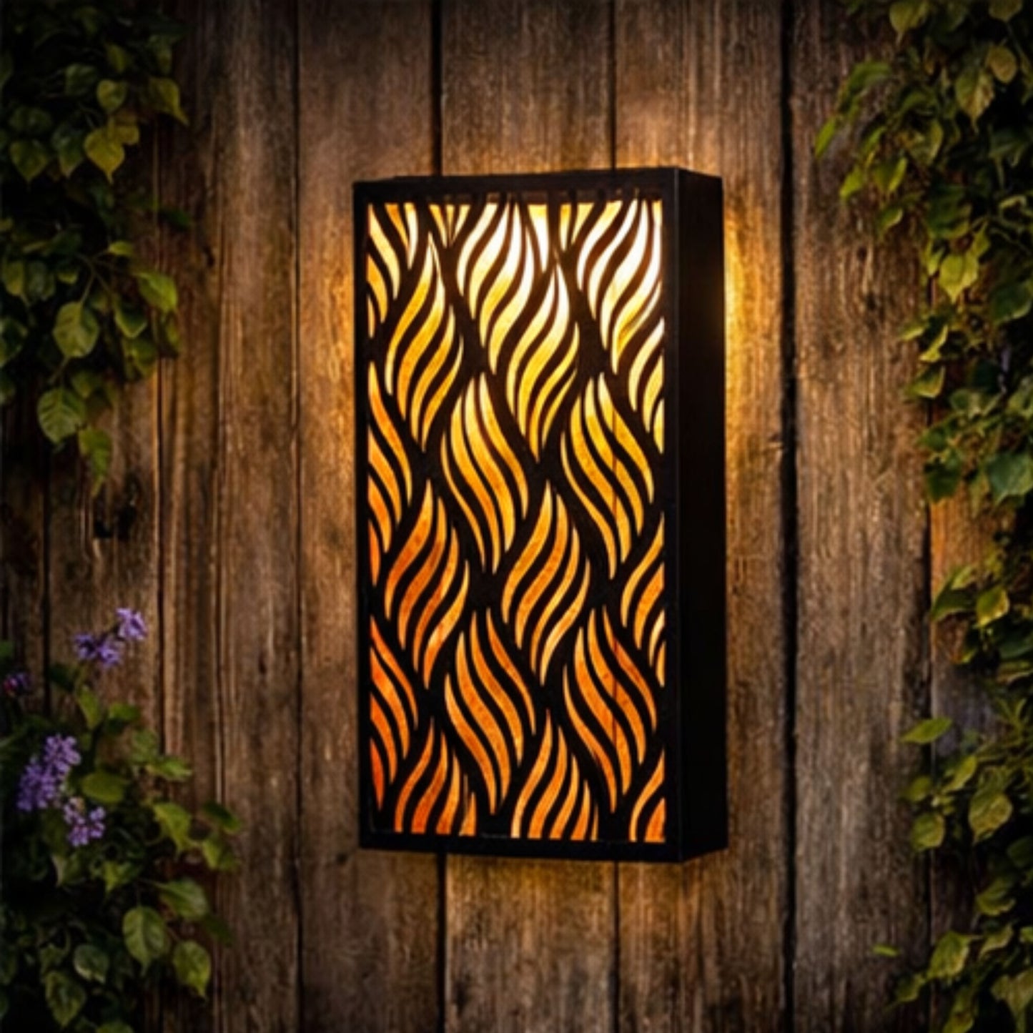 Metal Wall Art Solar Light – Warm White LEDs, Auto Dusk On, Rechargeable (Diamonds)