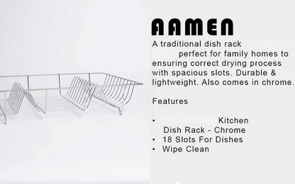 AAMEN Stainless Steel Kitchen Dish Drying Rack – Chrome Wire Dish Rack for Kitchen Counter (48.5 x 30 x 10cm)
