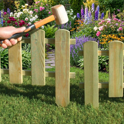 Natural Wooden Picket Fence Panel with Ground Spikes - 40 x 99cm