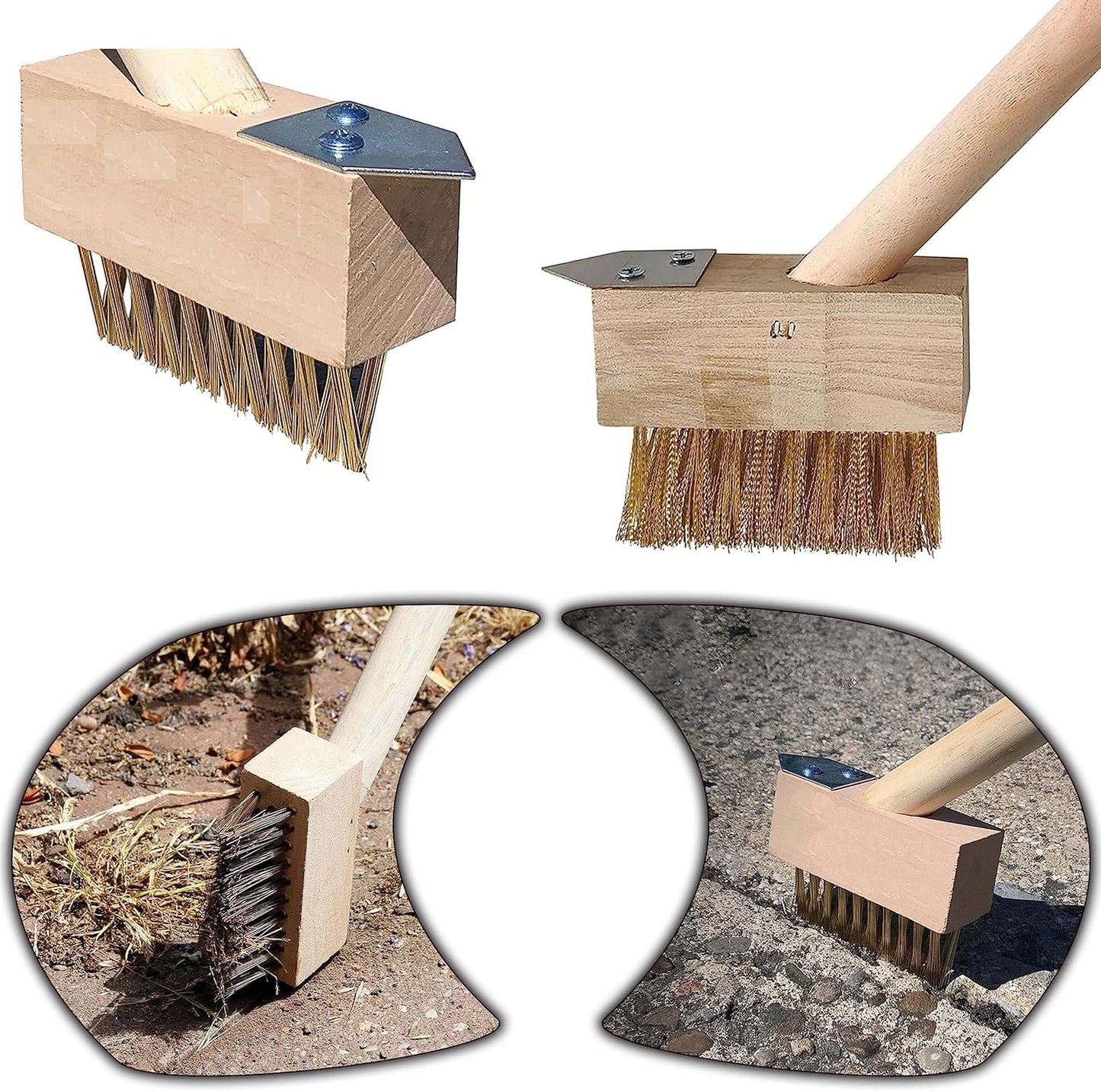 AAMEN Heavy Duty Weed Brush with Long Handle – Outdoor Patio Cleaner & Wire Brush Gardening Tool (120x5x5cm)