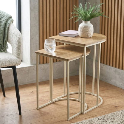 Nest of Tables Oak Effect Coffee and End Tables Space Saving