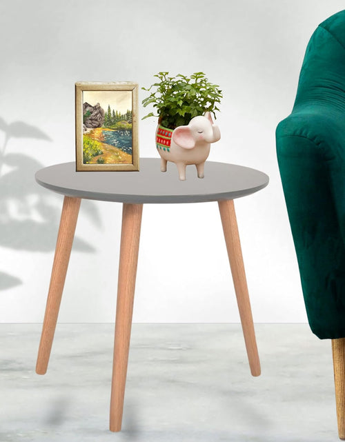 Load image into Gallery viewer, AAMEN Modern Scandinavian Round Coffee Table – 40cm White Top with Bamboo Legs
