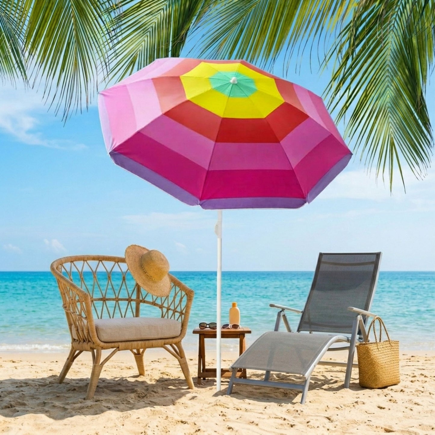 Summer Portable Beach Umbrella with UV Lining