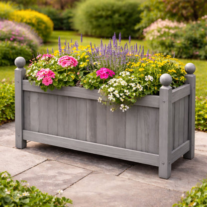 Wooden Rectangular Planter Box with PE Liner Outdoor Flower Pot