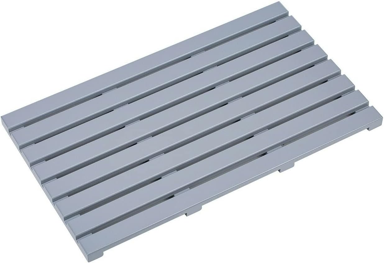 AAMEN Bamboo Wooden Bath Mat, Shower Mat Non-Slip Waterproof, Bathroom Floor Mat for Indoor Outdoor, Floor Mat for Bathtub Spa, Duckboard Bath Mat, Grey