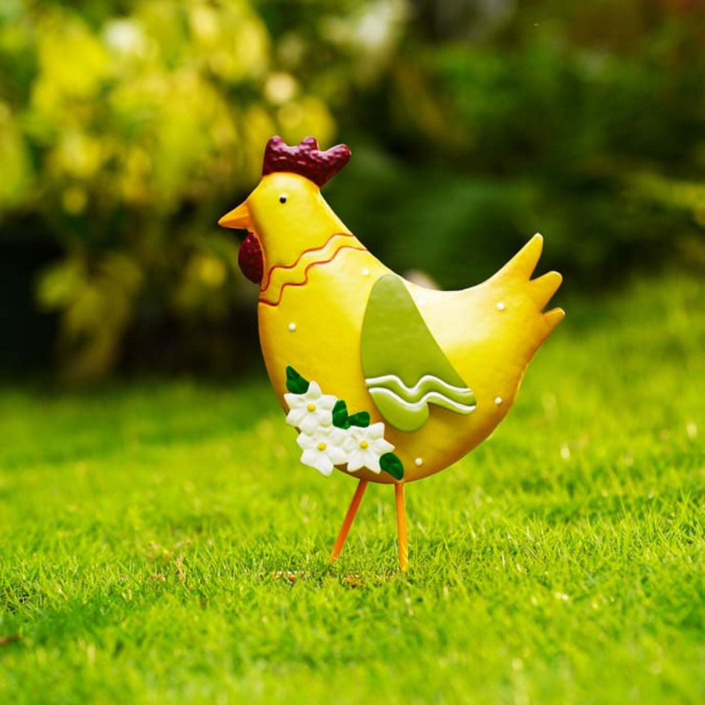 Metal Rooster Garden Statue Outdoor Rooster