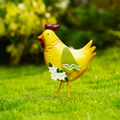 Metal Rooster Garden Statue Outdoor Rooster
