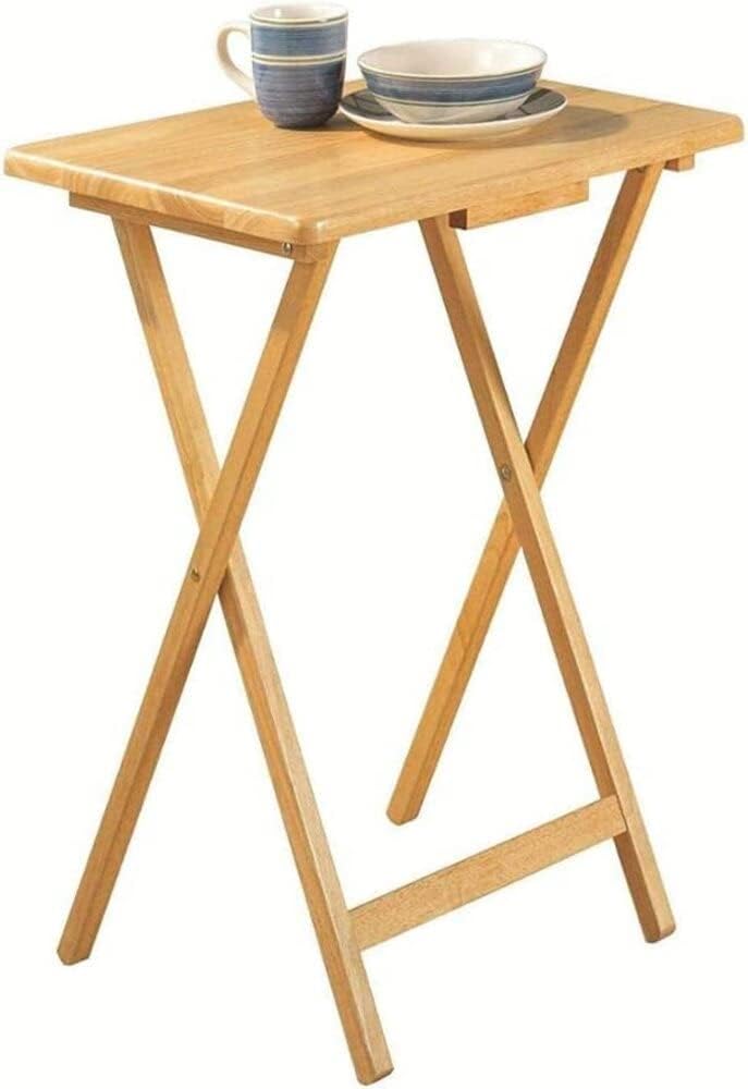 Wooden Folding Snack & Laptop Table – Portable, Multi-Purpose Tray Table for Home & Outdoor Use (Natural Wood Finish, 19.09" x 14.57" x 26")