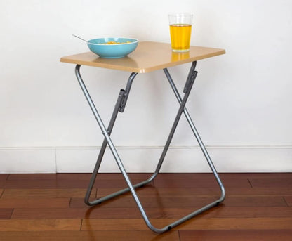 Wooden Folding Snack & Laptop Table – Portable, Multi-Purpose Tray Table for Home & Outdoor Use (Natural Wood Finish, 19.09" x 14.57" x 26")