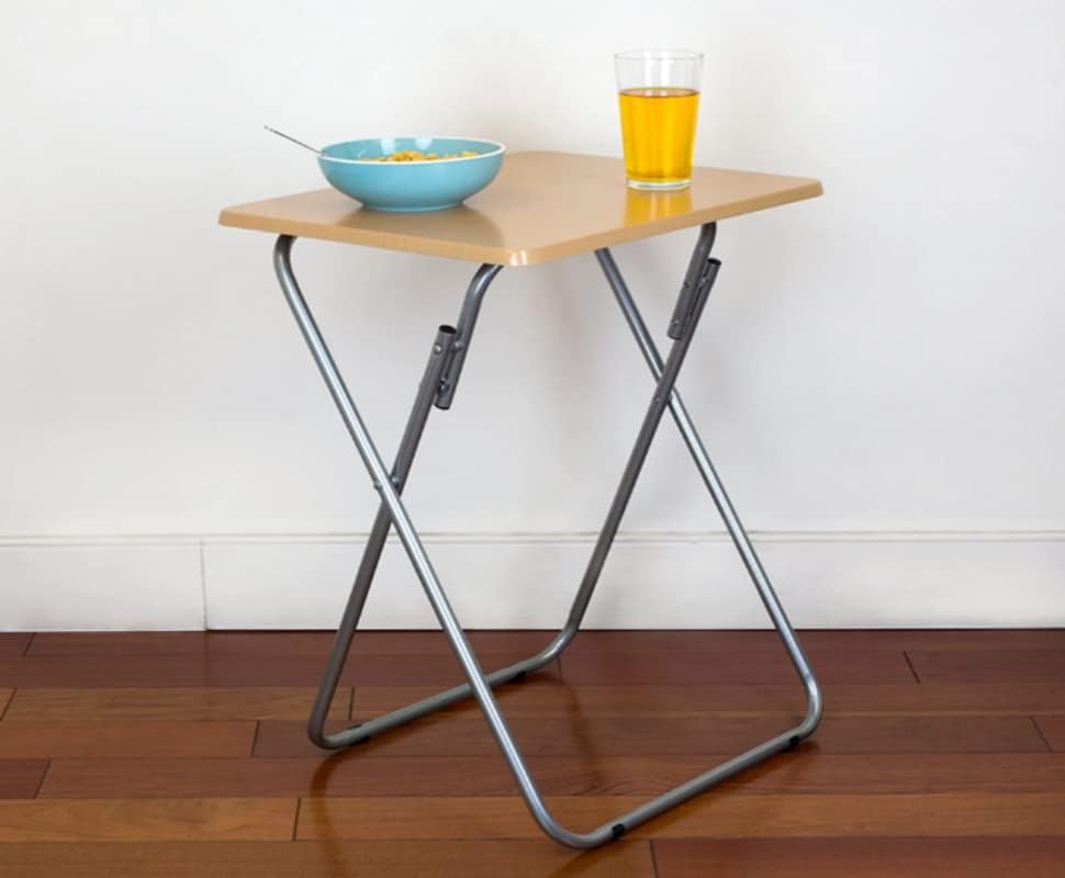 Wooden Folding Snack & Laptop Table – Portable, Multi-Purpose Tray Table for Home & Outdoor Use (Natural Wood Finish, 19.09" x 14.57" x 26")