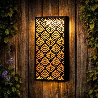 XL Outdoor Solar Wall Light – Sleek Black Design, Automatic Night Lighting