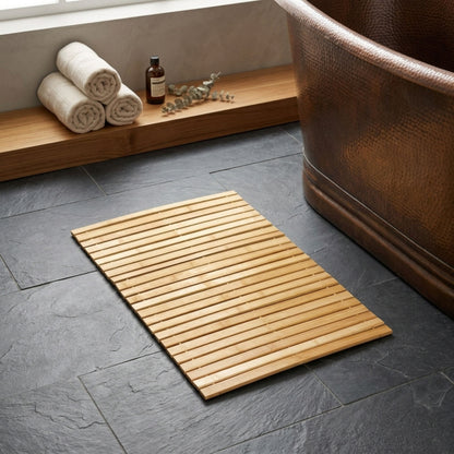 Natural Bamboo Bathroom Mat for Shower, Tub & Ensuite