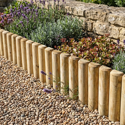 Wooden Garden Border Fence and Log Edging Board