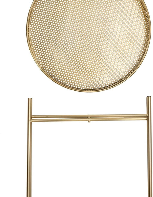 Load image into Gallery viewer, AAMEN Gold Accent Metal End Table, Metal Tray Table with Removable Tray, Anti-Rust Nightstand for Bedroom Balcony Patio Living Room
