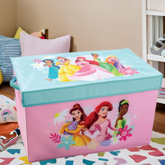 AAMEN Large Storage Box With Lid & Handles – Children/Toddler/Baby Toy Storage Chest, Foldable Lid Toy Storage Organizer Box, Collapsible Kids Toy Chest (61x38x38 cm)