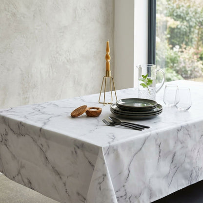 Rectangular Waterproof Tablecloth Grey Marble Print