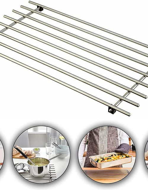 Load image into Gallery viewer, AAMEN Modern Metal Trivet for Kitchen Table, Strong Trivets for Hot Pans, Hot Trays, &amp; Plates Stand, Rectangular Trivet Stainless Steel Worktop Protector (Pot Holder)
