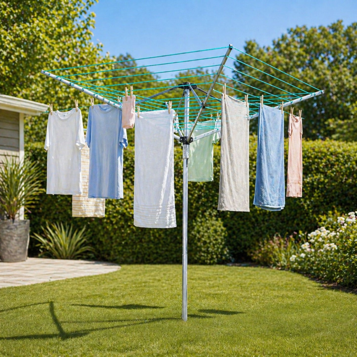 60m Heavy Duty Rotary Washing Line, Premium Outdoor Clothes Airer
