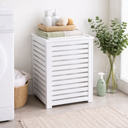 Large Bamboo Laundry Basket with Removable Liner Bag