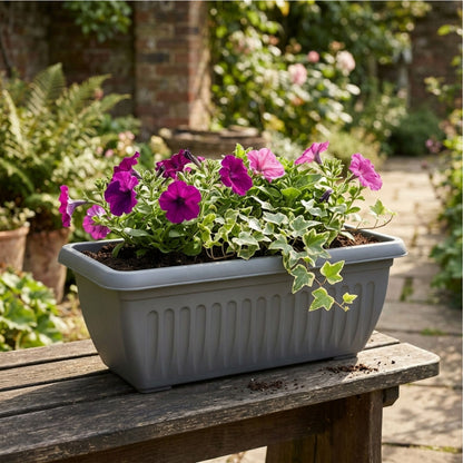 Large Trough Athens Trough Planter 70cm Grey | Plastic Window Box Garden Pot