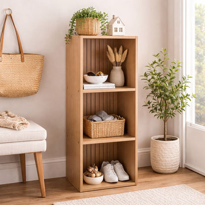 3-Tier Cube Storage Unit – Modern Wooden Bookcase & Shelving