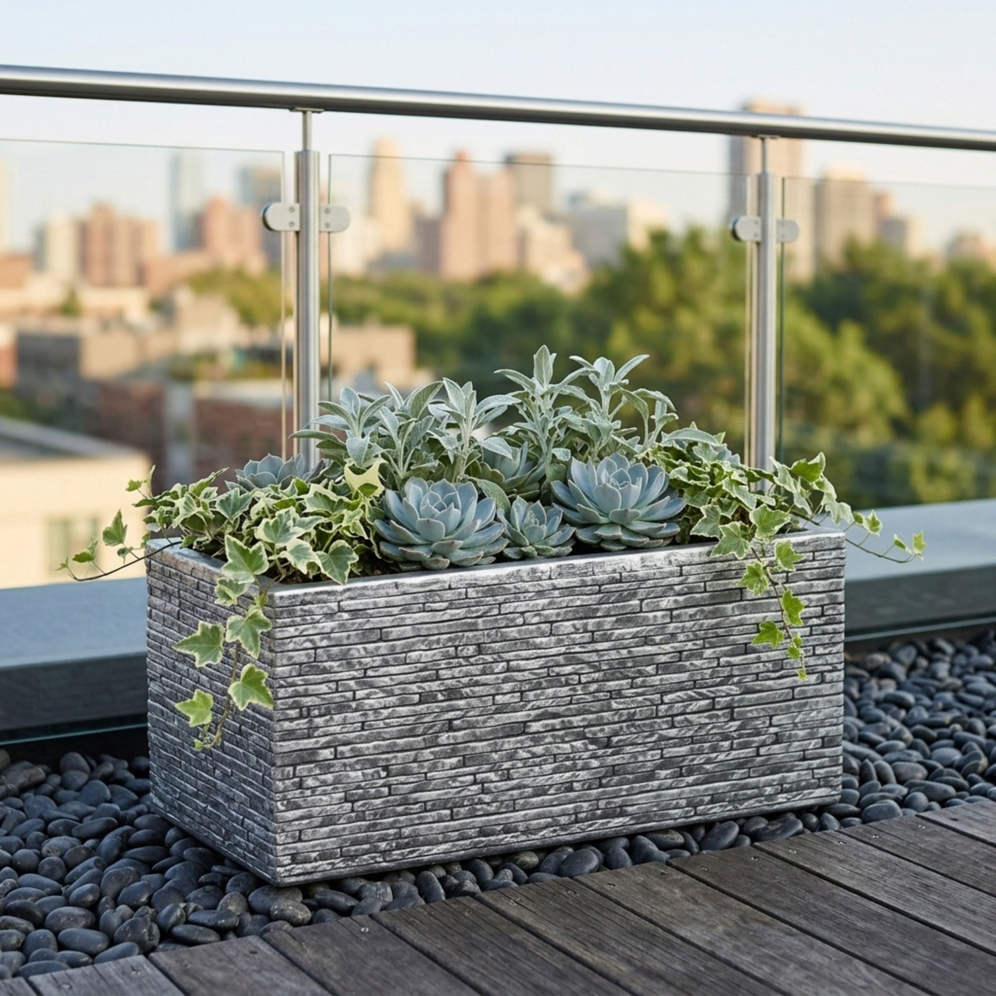 Slate Brick Effect Garden Planter Trough