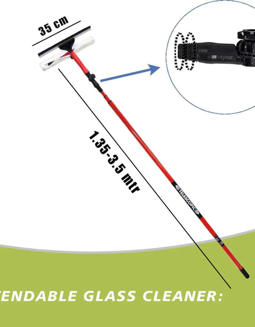 Load image into Gallery viewer, AAMEN 3.5M Telescopic Window Cleaning Kit – Conservatory Glass Cleaner with Squeegee, Brush &amp; Extension Pole
